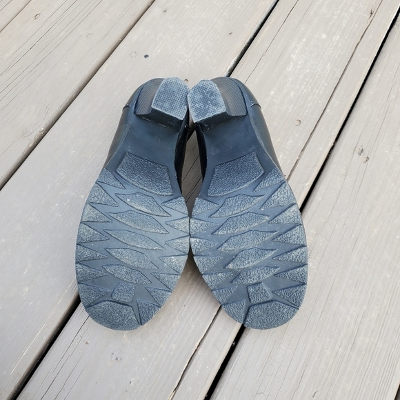 Vintage 90s y2k Bratz Black Faux Vegan Leather Horsebit Vamp Moc Toe Chunky Heel - Picture 7 of 8